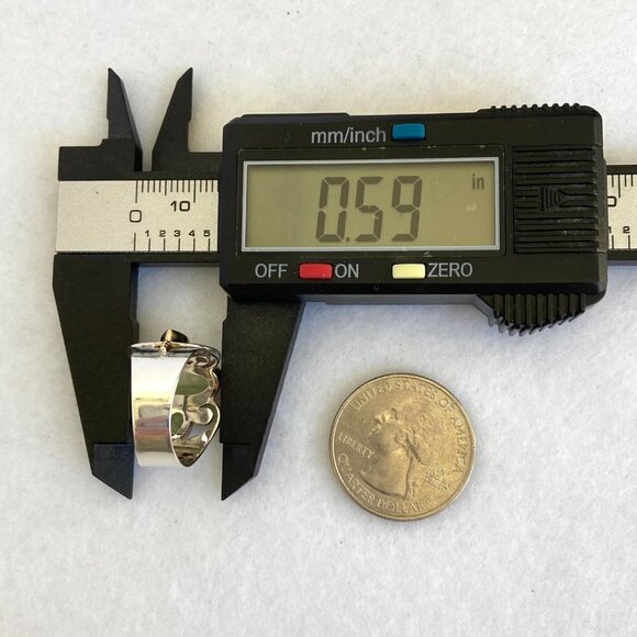 Michou Sterling Silver 925 Vermeil Oval Prehnite Peridot Scrollwork Ring Sz 6.25 - Picture 14 of 16